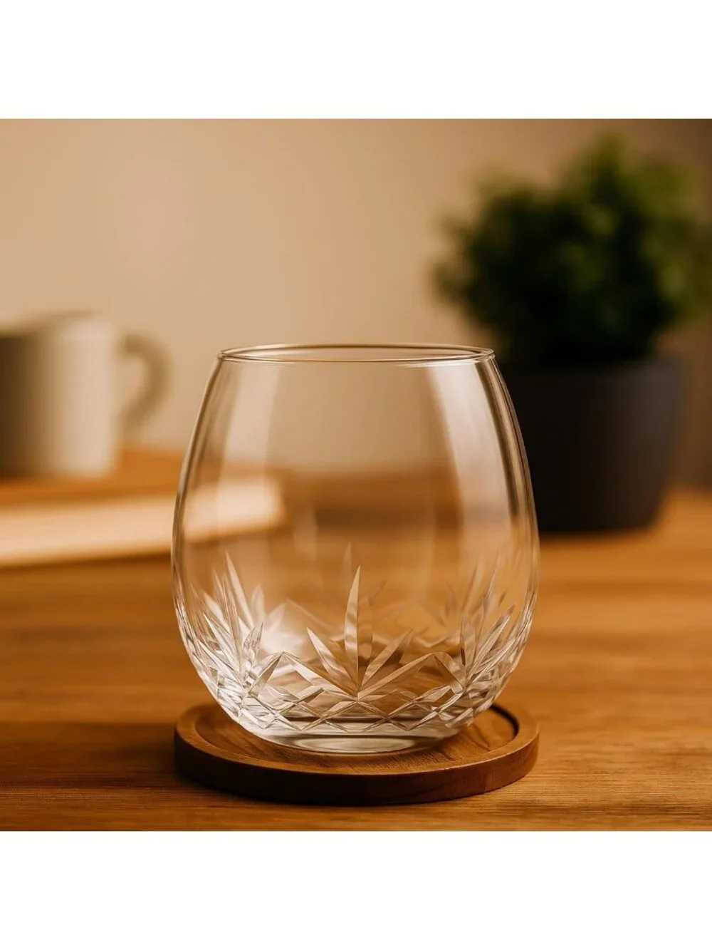 Handmade Lead-Free Crystal Stemless Wine Glasses Set of 4 - Perfect Gift Idea!